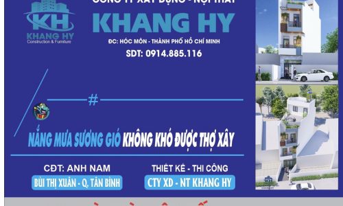 Công Ty XD -NT KHANG HY thành Công ty KHANG HY Construction & Furniture nhé. Còn kênh tiktok vẩn là XD-NT KHANGHY. Và facebook hơn 24k follow.